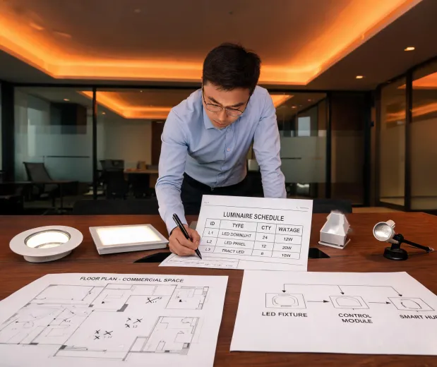 Lighting specialist reviewing LEDVANCE project plans